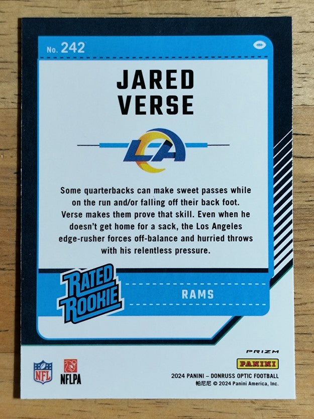 2024 Donruss Optic Purple Shock #242 Jared Verse RR
