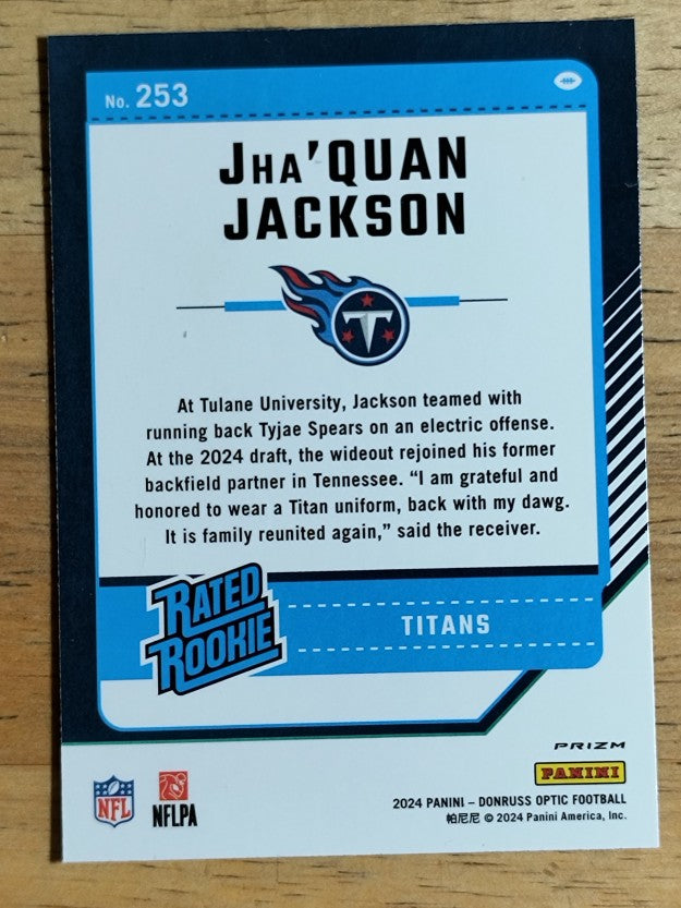2024 Donruss Optic Purple Shock #253 Jha'Quan Jackson RR