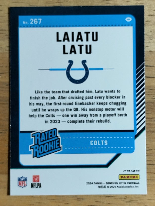 2024 Donruss Optic Purple Shock #267 Laiatu Latu RR