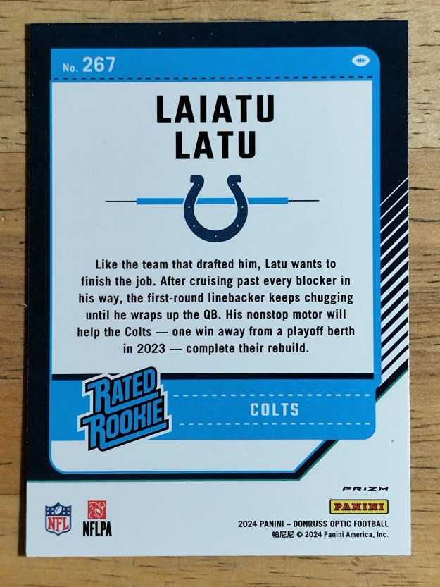 2024 Donruss Optic Purple Shock #267 Laiatu Latu RR