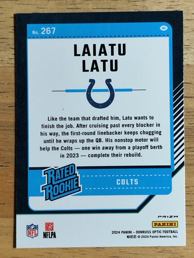 2024 Donruss Optic Purple Shock #267 Laiatu Latu RR