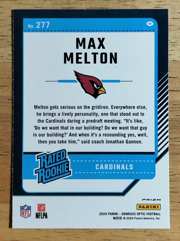 2024 Donruss Optic Purple Shock #277 Max Melton RR