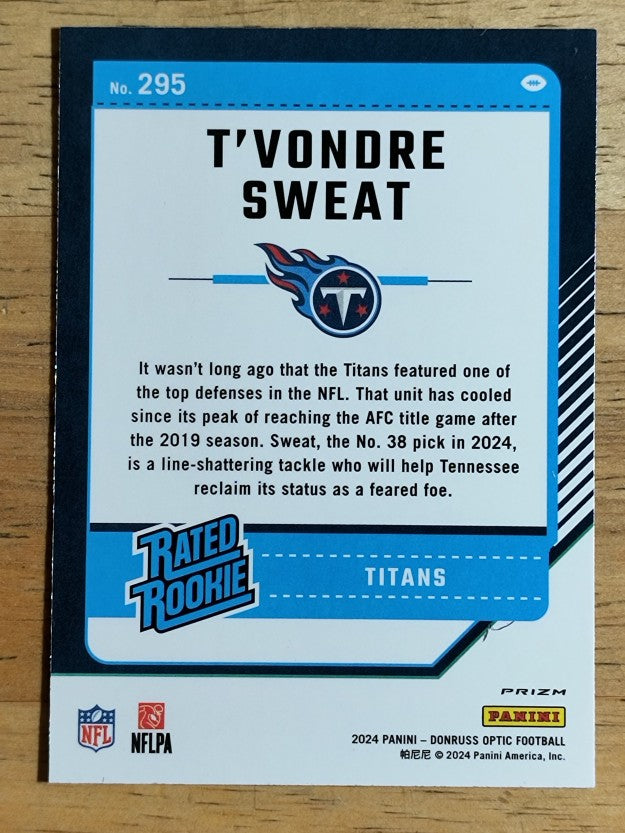 2024 Donruss Optic Purple Shock #295 T'Vondre Sweat RR