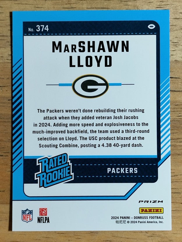 2024 Donruss Optic Rated Rookies Preview Pink #374 MarShawn Lloyd