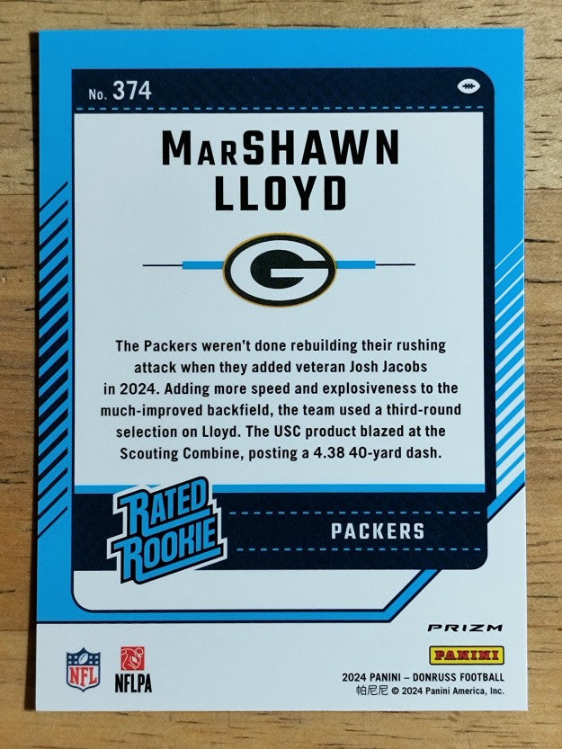 2024 Donruss Optic Rated Rookies Preview Red Wave #374 MarShawn Lloyd