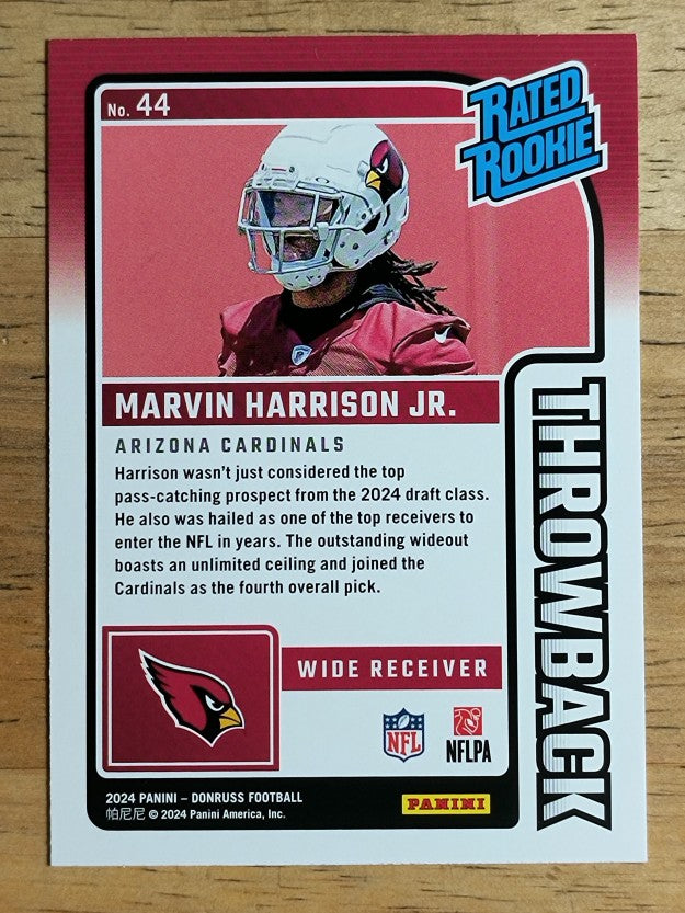 2024 Donruss Rated Rookies Throwback #44 Marvin Harrison Jr.