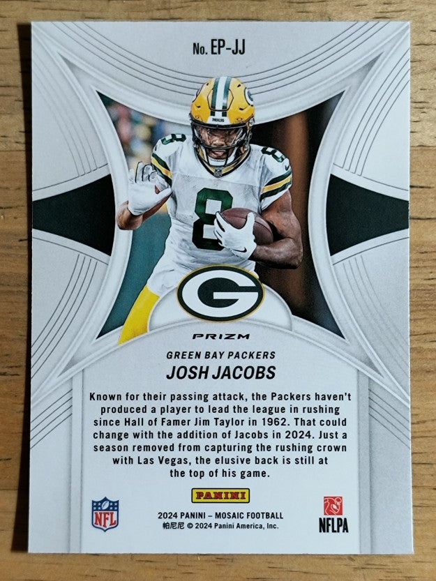 2024 Panini Mosaic Epic Performers Mosaic Green #13 Josh Jacobs