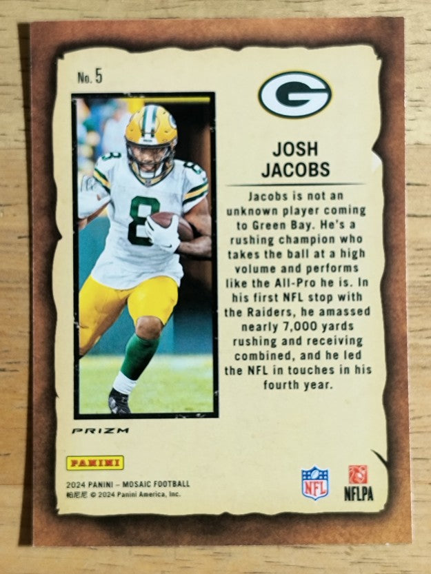2024 Panini Mosaic Notoriety Mosaic Green #5 Josh Jacobs