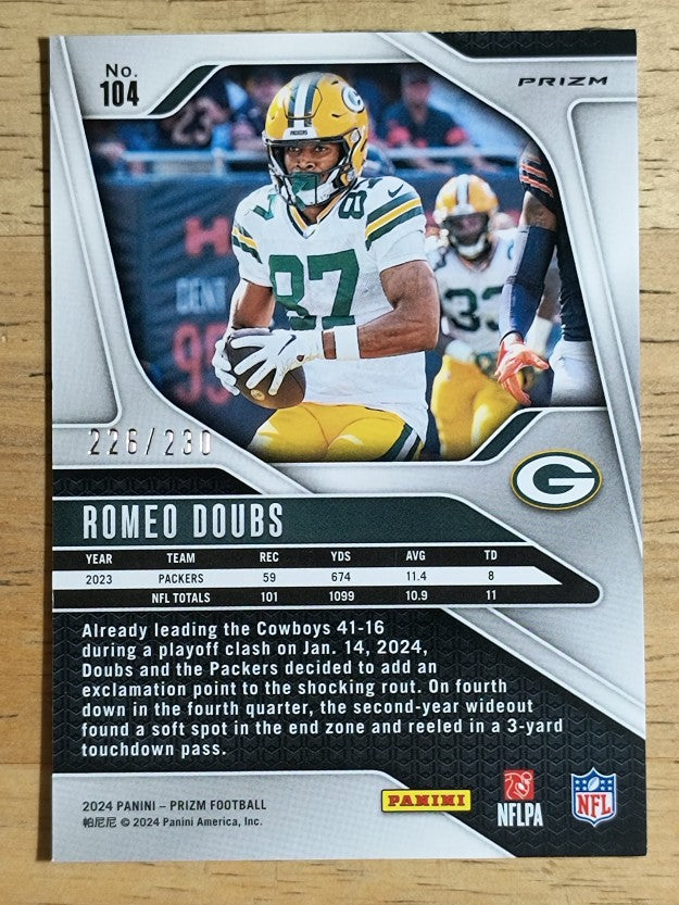 2024 Panini Prizm Prizms Blue Wave #104 Romeo Doubs (NM)