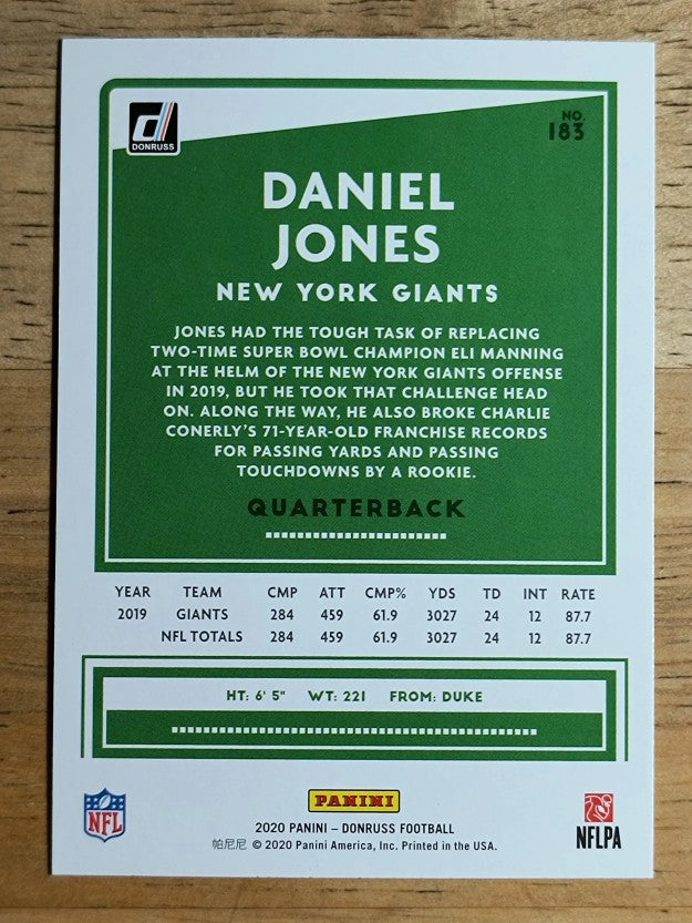 2020 Donruss #183A Daniel Jones