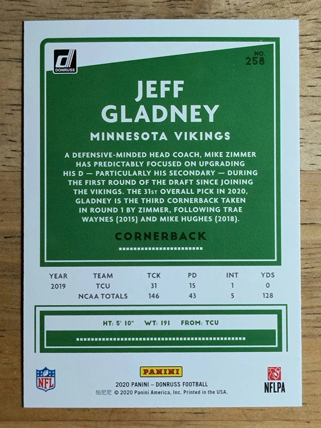 2020 Donruss #258 Jeff Gladney RC