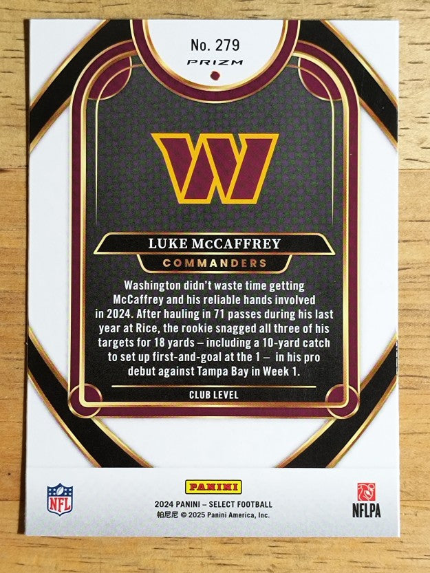 2024 Select Prizm Black and Red Shock #279 Luke McCaffrey (NM)