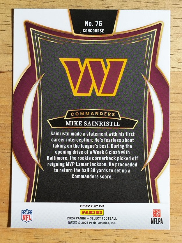 2024 Select Prizm Red and Yellow Shock #76 Mike Sainristil