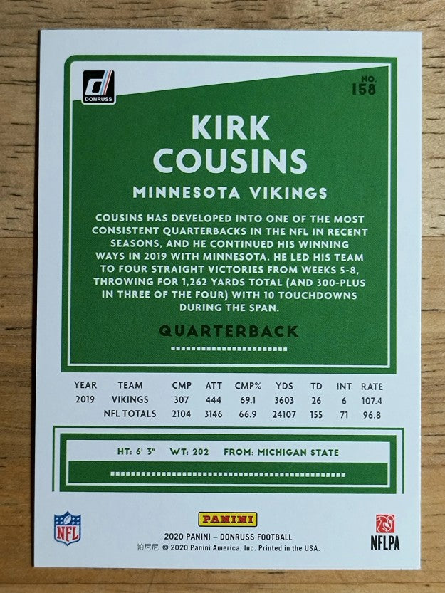 2020 Donruss #158A Kirk Cousins