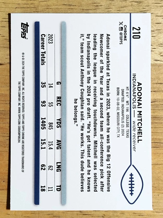 2024 Topps Chrome Xfractors #210 Adonai Mitchell