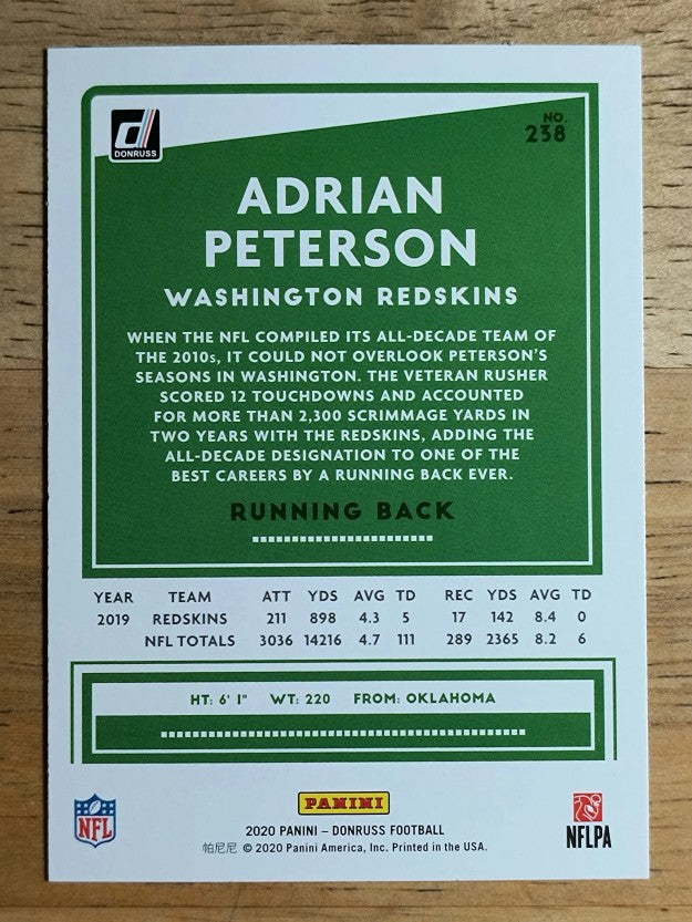 2020 Donruss #238A Adrian Peterson