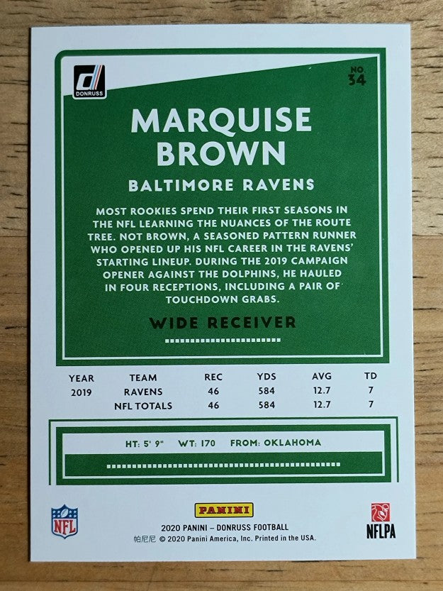 2020 Donruss #34 Marquise Brown