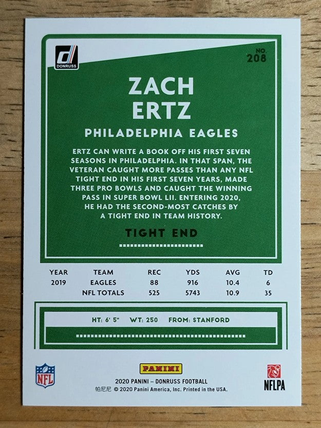 2020 Donruss #208 Zach Ertz