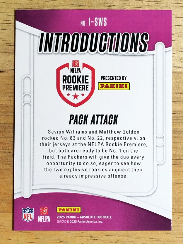 2025 Absolute Introductions #5 Savion Williams/Matthew Golden/Pack Attack