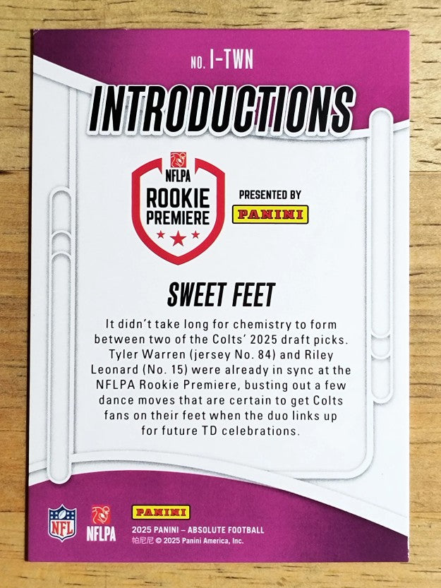 2025 Absolute Introductions #6 Tyler Warren/Riley Leonard/Sweet Feet