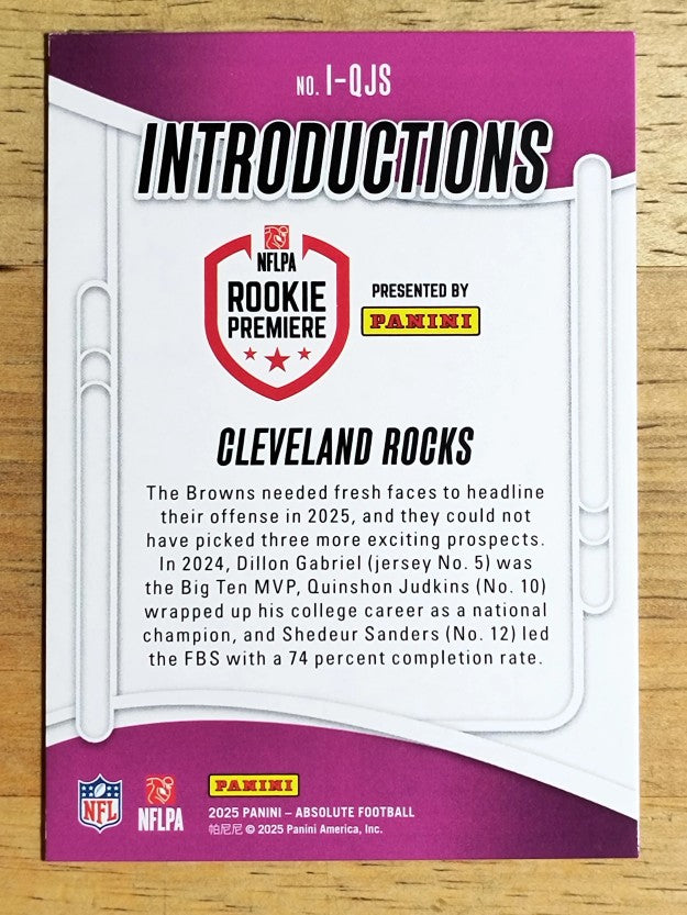 2025 Absolute Introductions #8 Q.Judkins/D.Gabriel/S.Sanders/Cleveland Rocks
