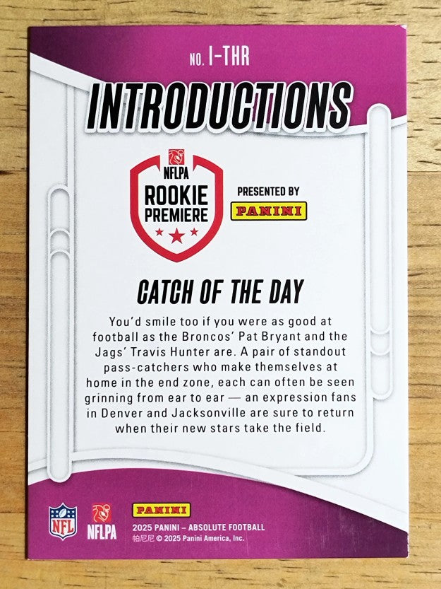 2025 Absolute Introductions #9 Travis Hunter/Pat Bryant/Catch of the Day