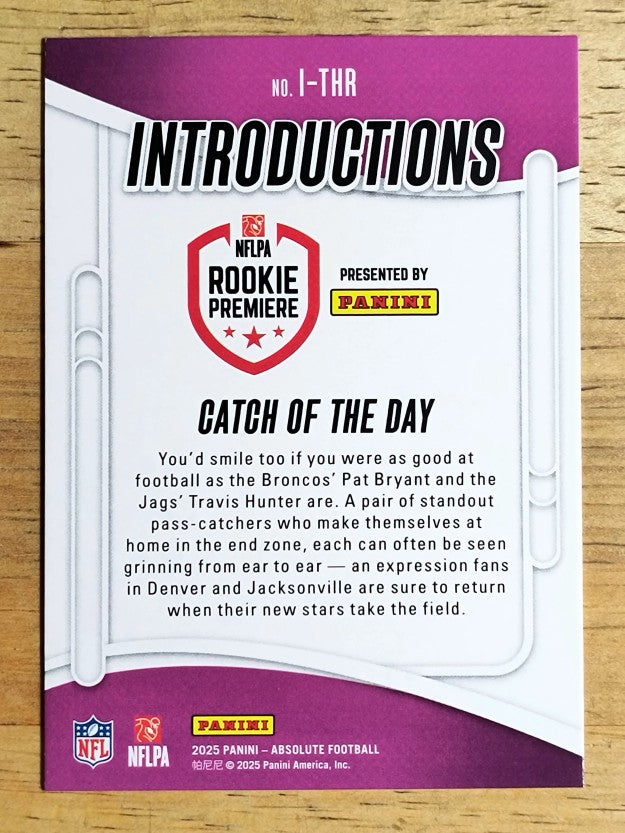 2025 Absolute Introductions #9 Travis Hunter/Pat Bryant/Catch of the Day