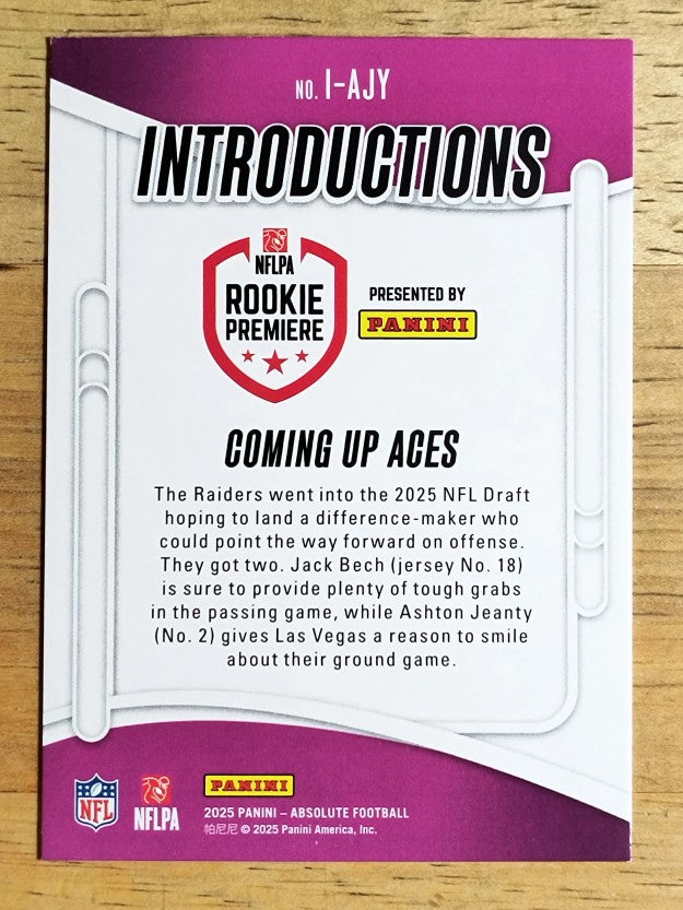 2025 Absolute Introductions #10 Ashton Jeanty/Jack Bech/Coming Up Aces
