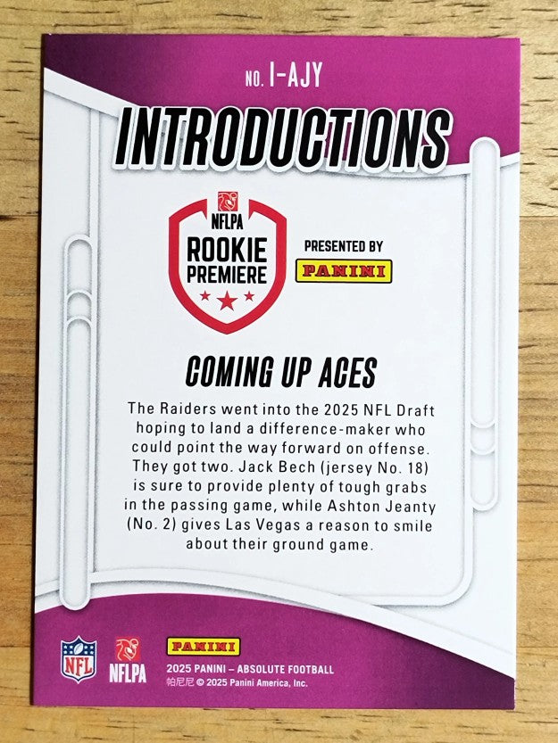 2025 Absolute Introductions #10 Ashton Jeanty/Jack Bech/Coming Up Aces