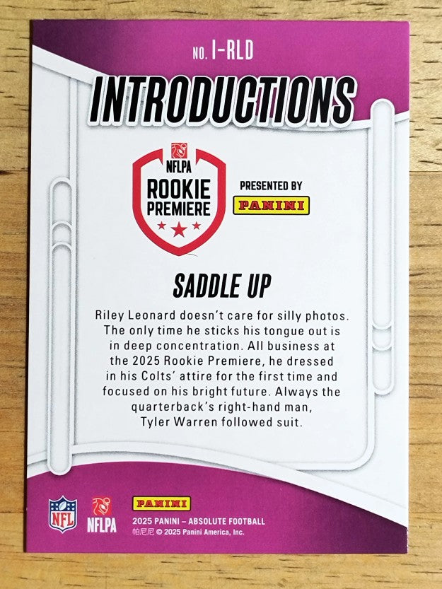2025 Absolute Introductions #12 Riley Leonard/Tyler Warren/Saddle Up