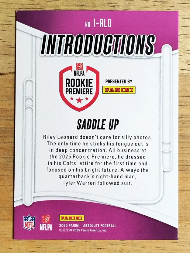 2025 Absolute Introductions #12 Riley Leonard/Tyler Warren/Saddle Up