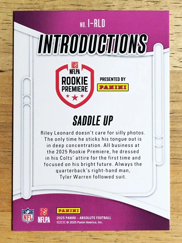 2025 Absolute Introductions #12 Riley Leonard/Tyler Warren/Saddle Up