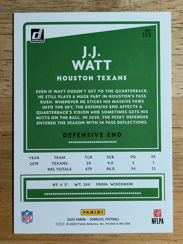 2020 Donruss #113A J.J. Watt