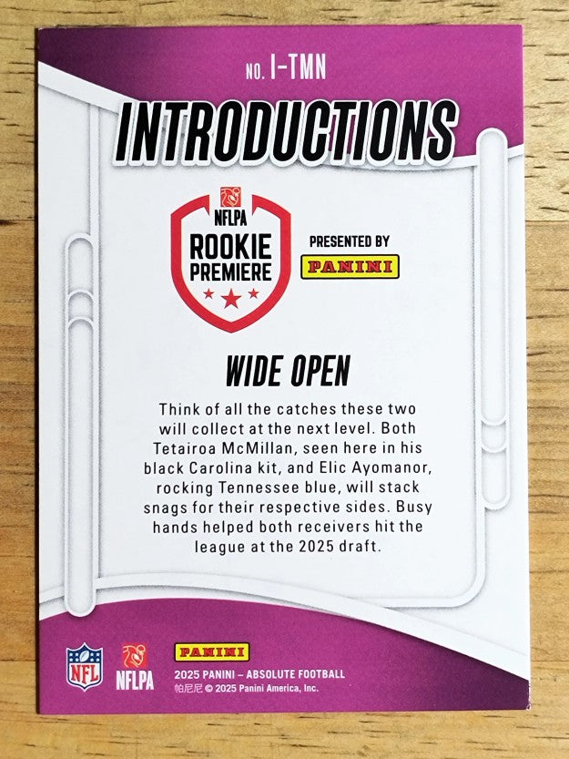 2025 Absolute Introductions #16 Tetairoa McMillan/Elic Ayomanor/Wide Open