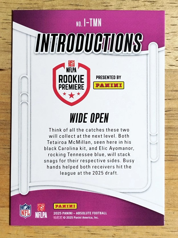 2025 Absolute Introductions #16 Tetairoa McMillan/Elic Ayomanor/Wide Open