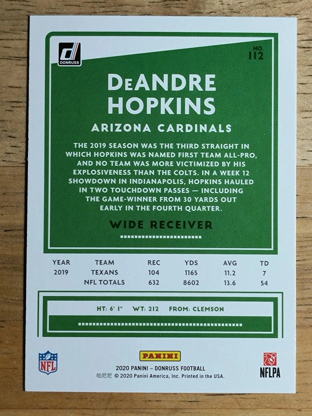 2020 Donruss #112 DeAndre Hopkins