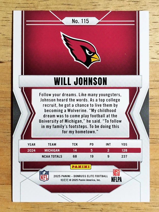 2025 Elite #115 Will Johnson RC