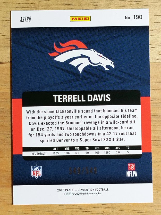 2025 Panini Revolution Blue Astro #190 Terrell Davis