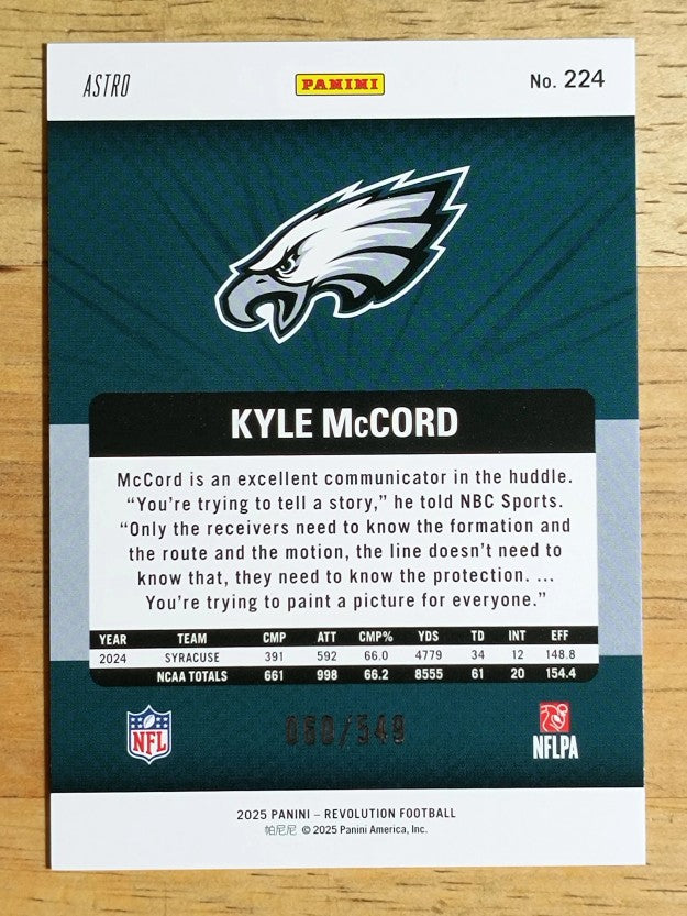 2025 Panini Revolution Blue Astro #224 Kyle McCord