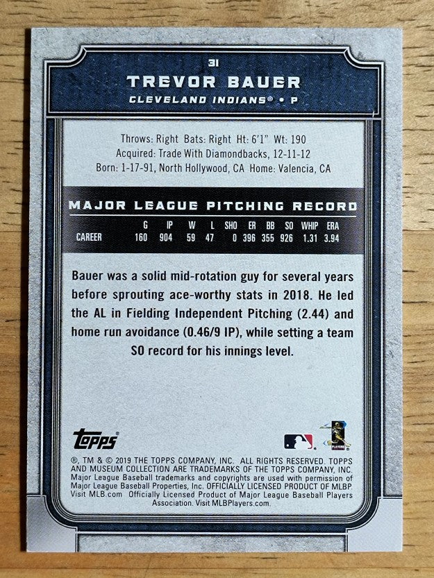 2019 Topps Museum Collection #31 Trevor Bauer