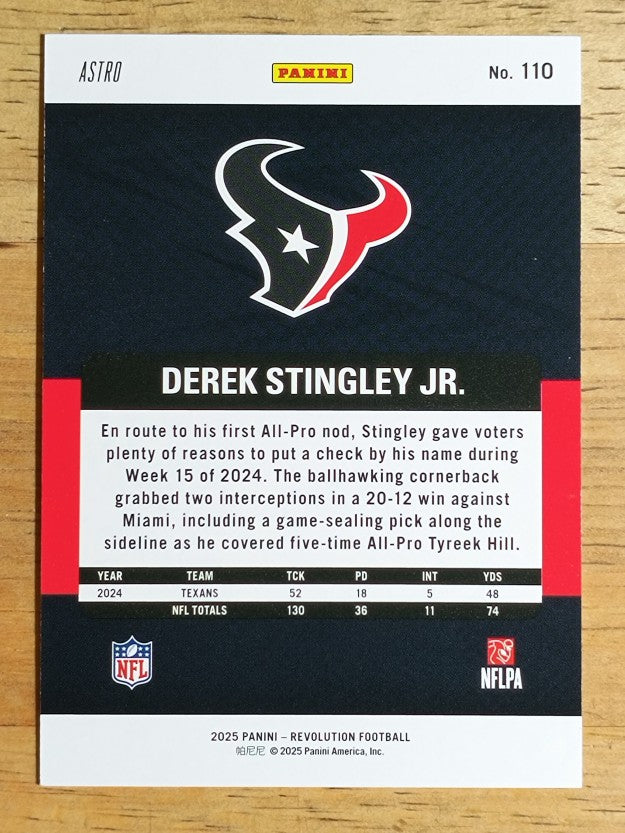 2025 Panini Revolution Red Astro #110 Derek Stingley Jr.