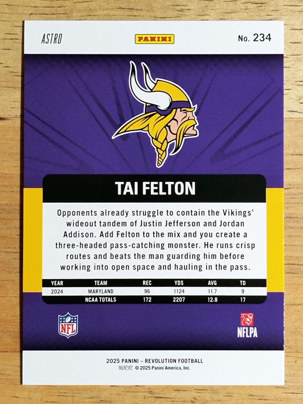 2025 Panini Revolution Red Astro #234 Tai Felton