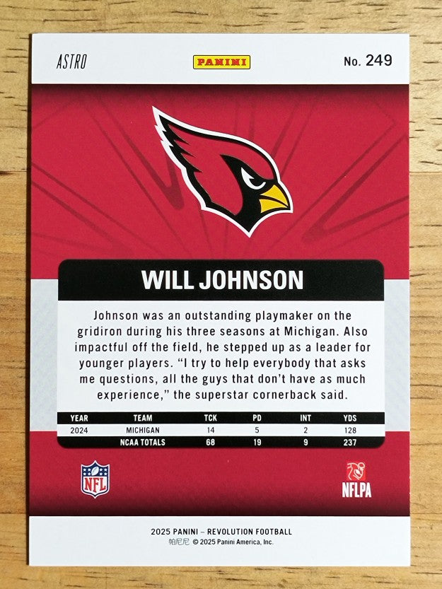 2025 Panini Revolution Red Astro #249 Will Johnson (NM)