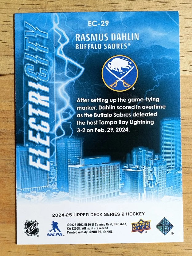 2024-25 Upper Deck ElectriCITY #EC29 Rasmus Dahlin