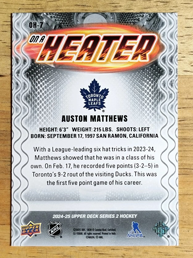 2024-25 Upper Deck On a Heater #OH7 Auston Matthews