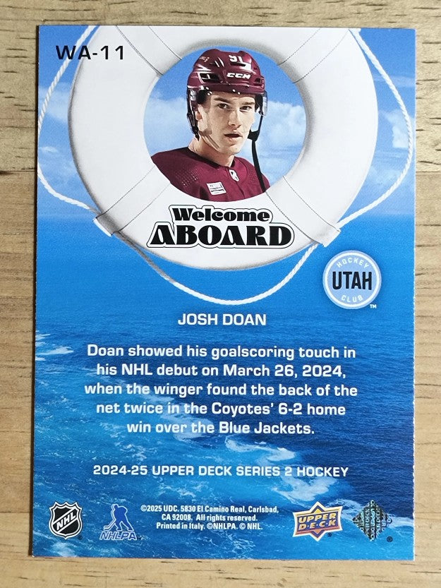 2024-25 Upper Deck Welcome Aboard #WA11 Josh Doan