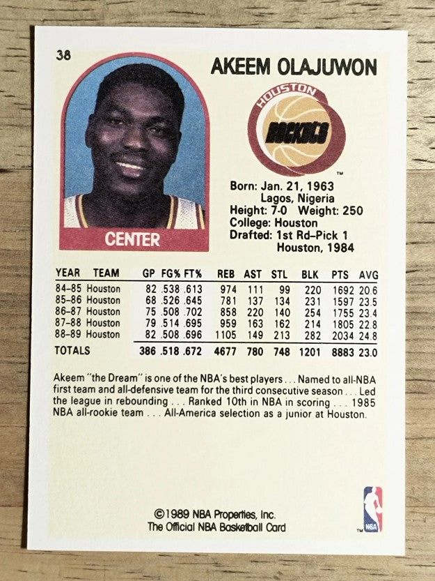 1990 Hoops 100 Superstars #38 Hakeem Olajuwon