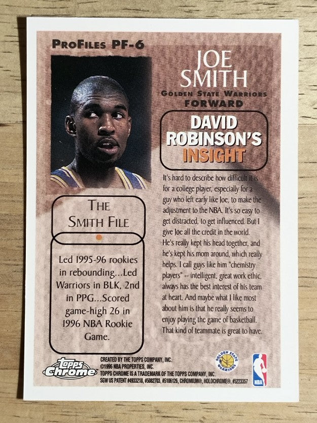 1996-97 Topps Chrome Pro Files #PF6 Joe Smith
