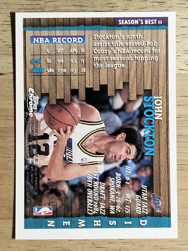 1996-97 Topps Chrome Season's Best #SB11 John Stockton