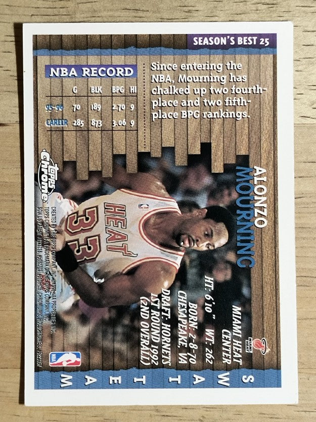 1996-97 Topps Chrome Season's Best #SB25 Alonzo Mourning
